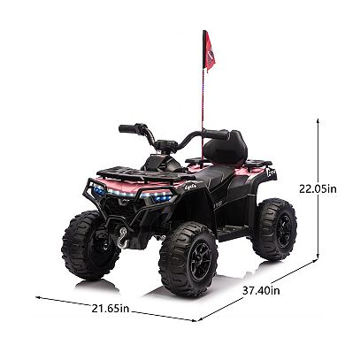 TOEMOA Kids Electric Ride On ATV with 2WD Bluetooth and Multi Color Lights