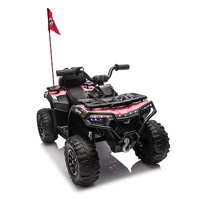 TOEMOA Kids Electric Ride On ATV with 2WD Bluetooth and Multi Color Lights