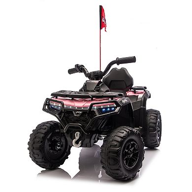 TOEMOA Kids Electric Ride On ATV with 2WD Bluetooth and Multi Color Lights