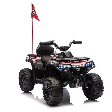 TOEMOA Kids Electric Ride On ATV with 2WD Bluetooth and Multi Color Lights