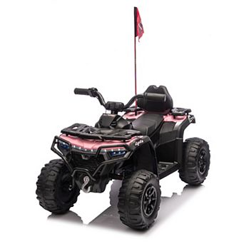 TOEMOA Kids Electric Ride On ATV with 2WD Bluetooth and Multi Color Lights