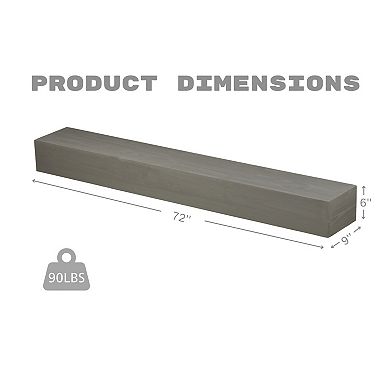 TOEMOA 72-Inch Floating Fireplace Mantel Shelf with Invisible Wall Mounting Bracket