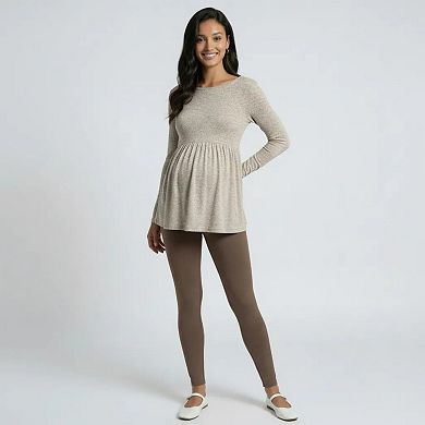 Women's Maternity Long Sleeve Babydoll Tunic Top with Crew Neck Soft Stretch Flowy Shirt