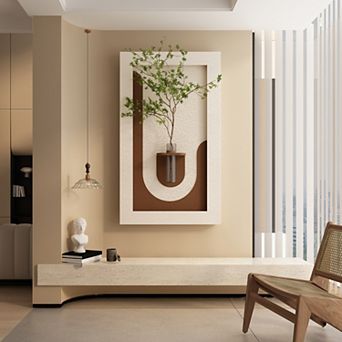 TOEMOA Adjustable LED Wall Decor with Simulated Plants and 3D Art Sculpture