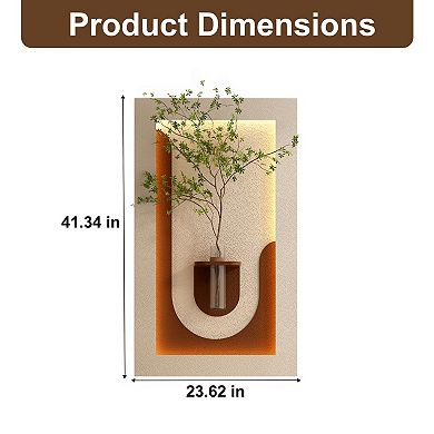 TOEMOA Adjustable LED Wall Decor with Simulated Plants and 3D Art Sculpture