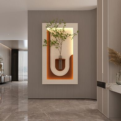 TOEMOA Adjustable LED Wall Decor with Simulated Plants and 3D Art Sculpture