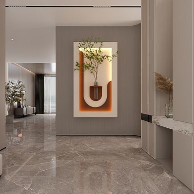 TOEMOA Adjustable LED Wall Decor with Simulated Plants and 3D Art Sculpture