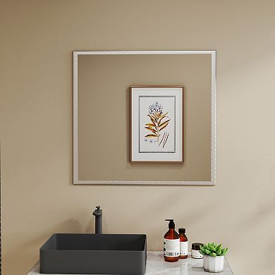 TOEMOA 32-Inch Square Aluminum Wall Mirror Frame for Bathroom and Hallway