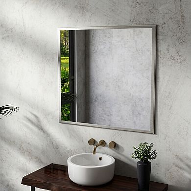 TOEMOA 32-Inch Square Aluminum Wall Mirror Frame for Bathroom and Hallway