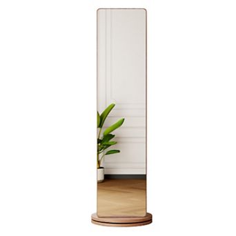 TOEMOA 360 Degree Rotating Full Length Mirror with Storage Coat Hook Rack