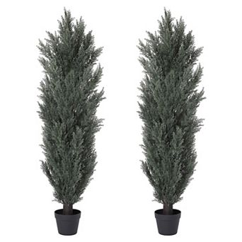 TOEMOA 5FT Artificial Cypress Tree with Dense Foliage for Indoor Outdoor Decor