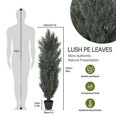 TOEMOA 5FT Artificial Cypress Tree with Dense Foliage for Indoor Outdoor Decor