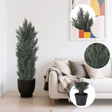 TOEMOA 5FT Artificial Cypress Tree with Dense Foliage for Indoor Outdoor Decor