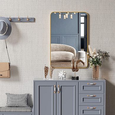 TOEMOA Modern Rectangular Wall Mirror with Metal Frame for Bathroom Decor