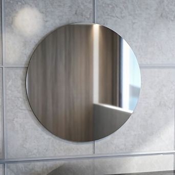 TOEMOA Large Round Wall Mirror with Matte White Backboard for Home Decor