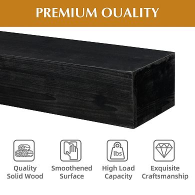 TOEMOA Solid Wood Embossed Floating Fireplace Mantel Shelf for Rustic Home Decor