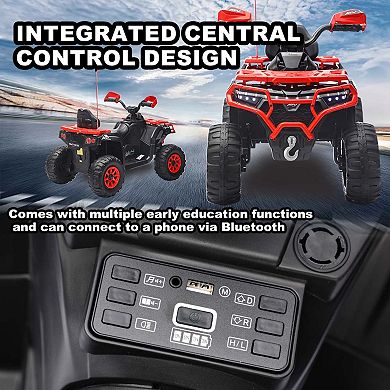 TOEMOA 24V Kids Electric Ride-On Car with Lights Music and Bluetooth