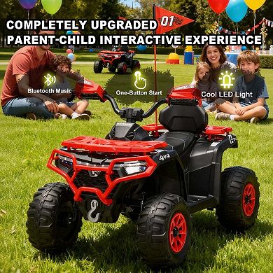 TOEMOA 24V Kids Electric Ride-On Car with Lights Music and Bluetooth