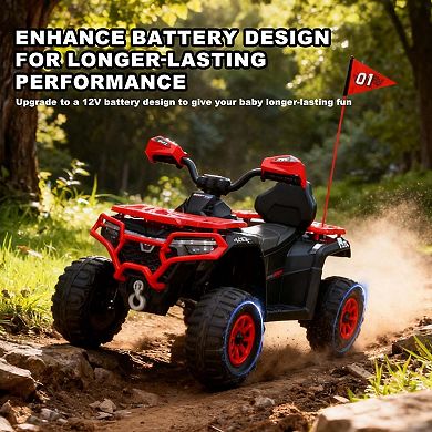 TOEMOA 24V Kids Electric Ride-On Car with Lights Music and Bluetooth