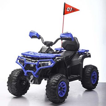 TOEMOA 24V Kids Electric Ride-On Car with Lights Music and Bluetooth