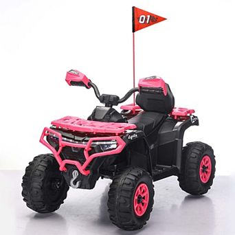 TOEMOA 24V Kids Electric Ride-On Car with Lights Music and Bluetooth