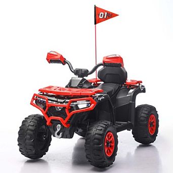 TOEMOA 24V Kids Electric Ride-On Car with Lights Music and Bluetooth