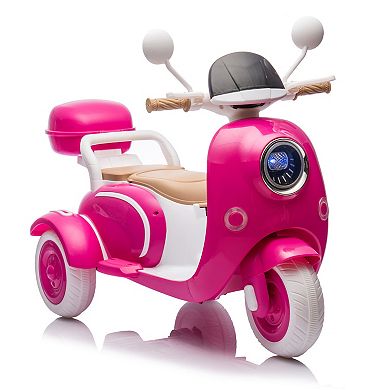 TOEMOA Two Seater Kids Electric Ride On Motorcycle with Bluetooth Music Storage