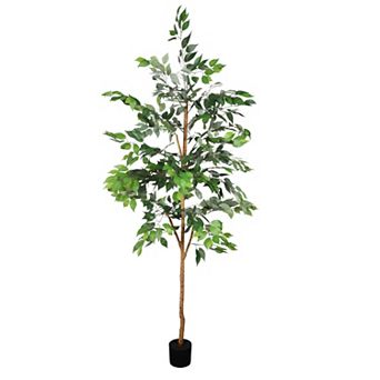 TOEMOA Artificial Ficus Tree with Natural Wood Trunk for Indoor Home Decor