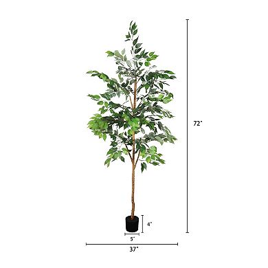 TOEMOA Artificial Ficus Tree with Natural Wood Trunk for Indoor Home Decor
