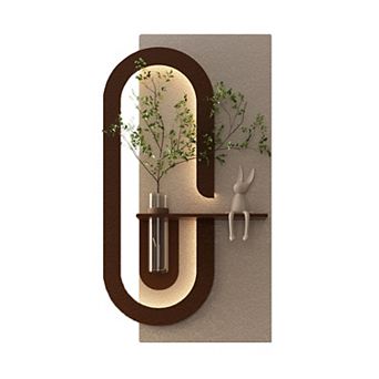 TOEMOA 3D Adjustable LED Sandstone Wall Decor with Simulated Plants and Glass Vase