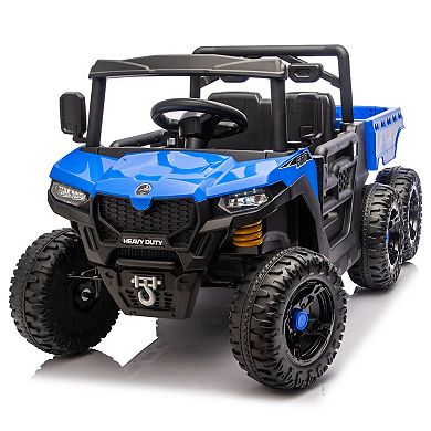 TOEMOA Kids 6 Wheel Electric Ride On Dump Truck with Remote Control and Music Features