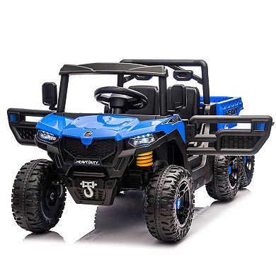 TOEMOA Kids 6 Wheel Electric Ride On Dump Truck with Remote Control and Music Features