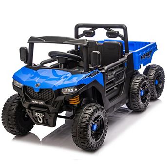 TOEMOA Kids 6 Wheel Electric Ride On Dump Truck with Remote Control and Music Features