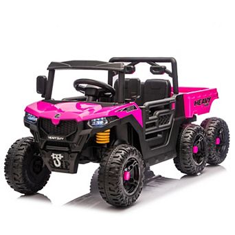 TOEMOA Kids 6 Wheel Electric Ride On Dump Truck with Remote Control and Music Features