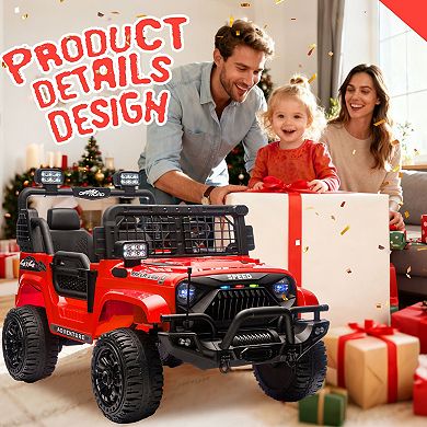 TOEMOA Two-Seater Electric Ride-On Car with Parent Remote Control and LED Lights