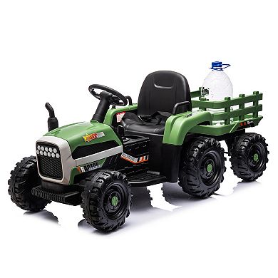 TOEMOA 24V Battery Powered Ride-On Tractor Toy with Trailer and Remote