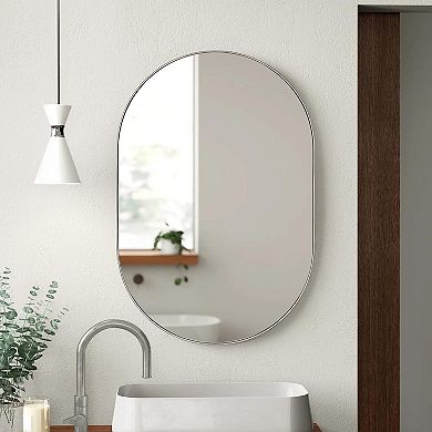 TOEMOA Oval Metal Wall Mirror with Shatterproof Design and Easy Installation