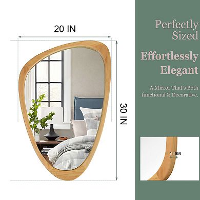 TOEMOA Irregular Solid Wood Frame Decorative Wall Mirror Unique Rustic Style