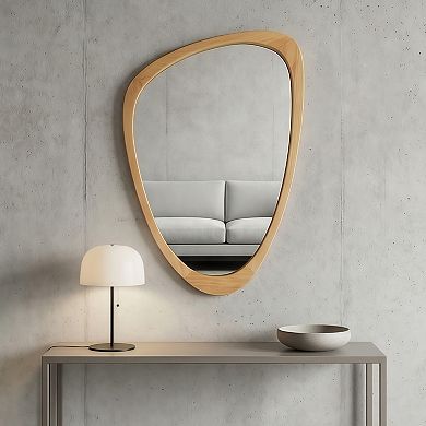 TOEMOA Irregular Solid Wood Frame Decorative Wall Mirror Unique Rustic Style