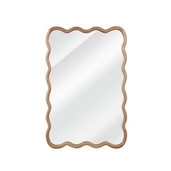 TOEMOA Wavy Rectangle Solid Wood Frame Decorative Mirror for Wall Display and Home Decor