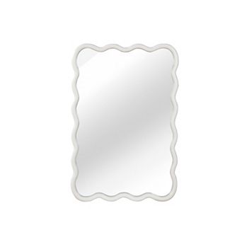 TOEMOA Wavy Rectangle Solid Wood Frame Decorative Mirror for Wall Display and Home Decor