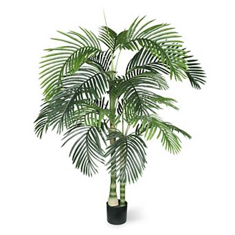 TOEMOA Six Foot Tall Artificial Palm Tree with Plastic Pot Indoor Outdoor Decor