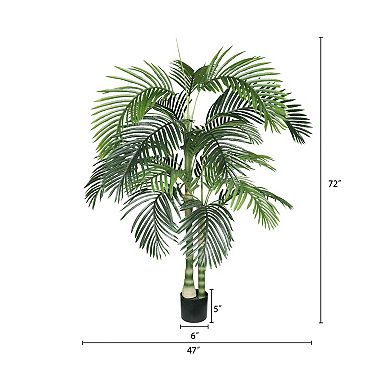 TOEMOA Six Foot Tall Artificial Palm Tree with Plastic Pot Indoor Outdoor Decor