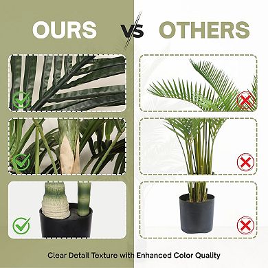 TOEMOA Six Foot Tall Artificial Palm Tree with Plastic Pot Indoor Outdoor Decor