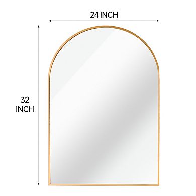 TOEMOA Arched Wall Mirror with Metal Frame Modern Bathroom Decor Accent