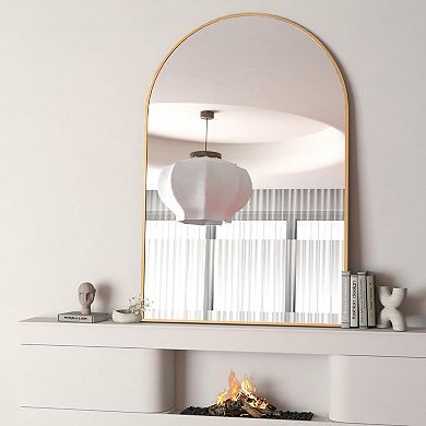 TOEMOA Arched Wall Mirror with Metal Frame Modern Bathroom Decor Accent