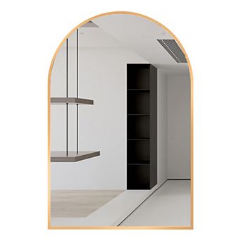TOEMOA Arched Wall Mirror with Metal Frame Modern Bathroom Decor Accent