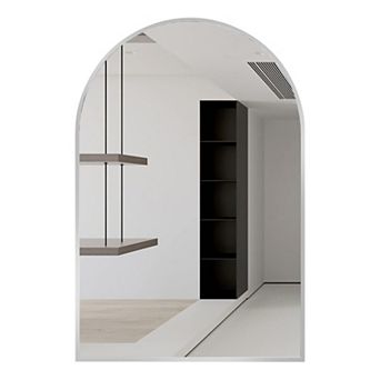 TOEMOA Arched Wall Mirror with Metal Frame Modern Bathroom Decor Accent
