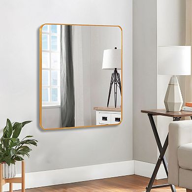 TOEMOA 30 Inch Square Framed Wall Mirror with Shatterproof Glass
