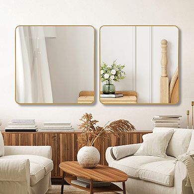 TOEMOA 30 Inch Square Framed Wall Mirror with Shatterproof Glass